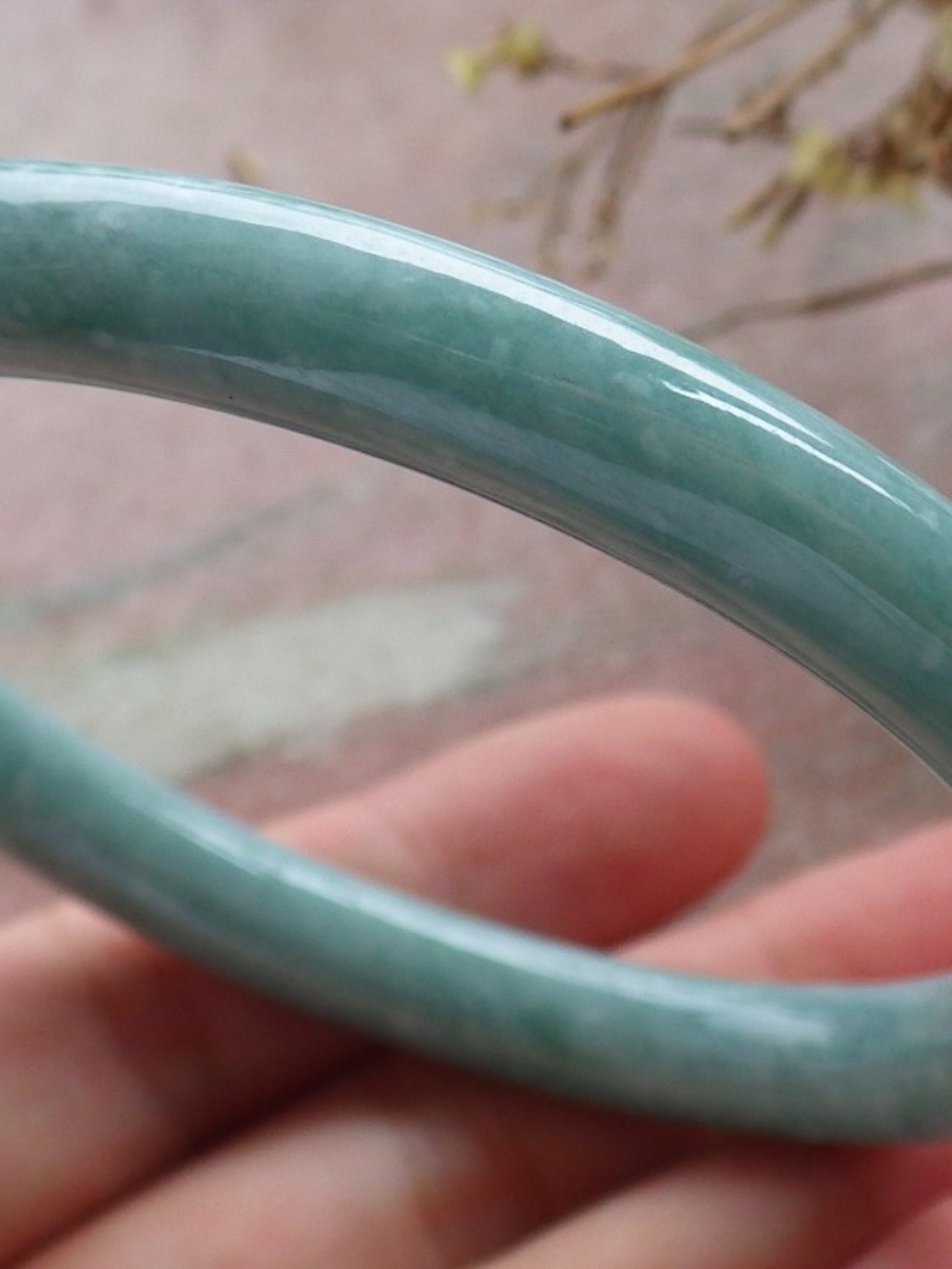 59mm Certified Blue Water Green Natural A JADE Circle Jadeite Bangle Bracelet